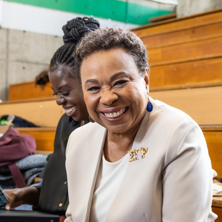 Smiling Barbara Lee at campaign launch